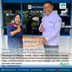 PERUMDA TM Kota Palopo Berbagi Souvenir dalam rangka Hari Pelanggan Nasional tahun 2024